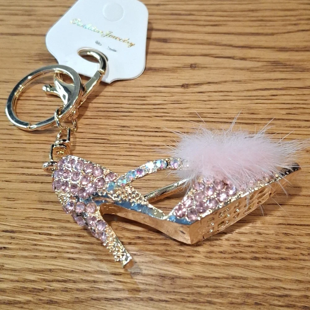 Pink Faux Fur High Heel Keychain/Bag Charm